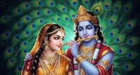 Majestic Peacock Radha Krishna Canvas wall art print | PrintPosters.in